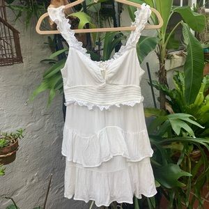 White ruffle mini dress perfect condition.